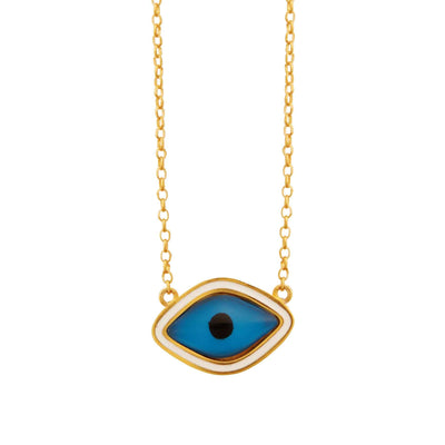 Enamel Oval Eye Necklace - Eye M Eyes - Ileana Makri store