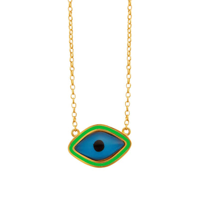 Enamel Oval Eye Necklace - Eye M Eyes - Ileana Makri store