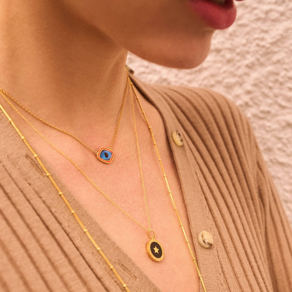 Enamel Oval Eye Necklace - Eye M Eyes - Ileana Makri store