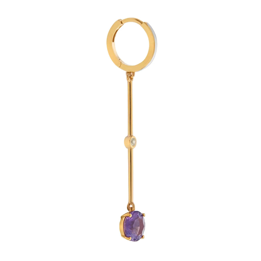 Enamel Purple Amethyst Long Hoops - Eye M Neon Rocks - Ileana Makri store