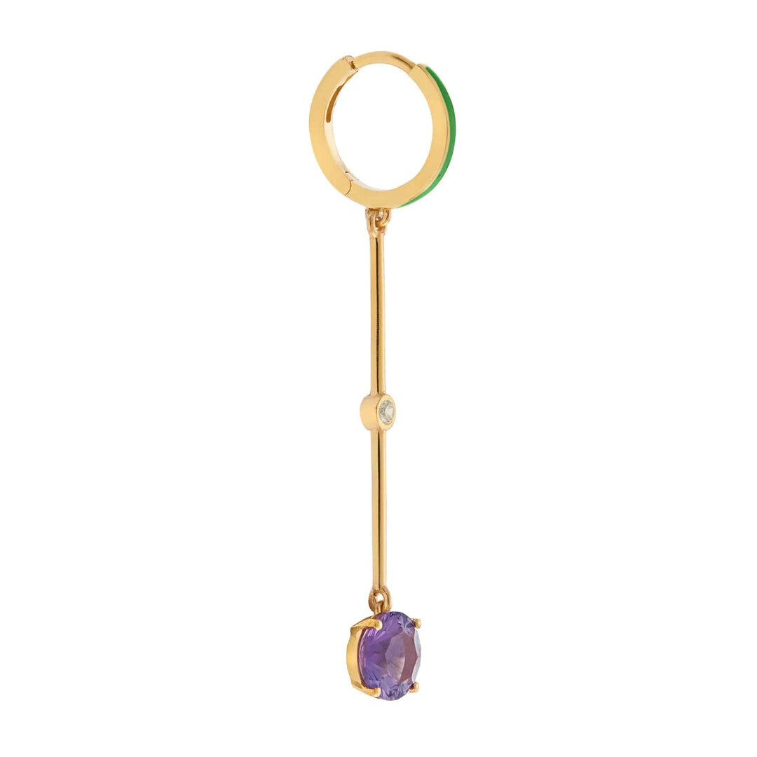 Enamel Purple Amethyst Long Hoops - Eye M Neon Rocks - Ileana Makri store