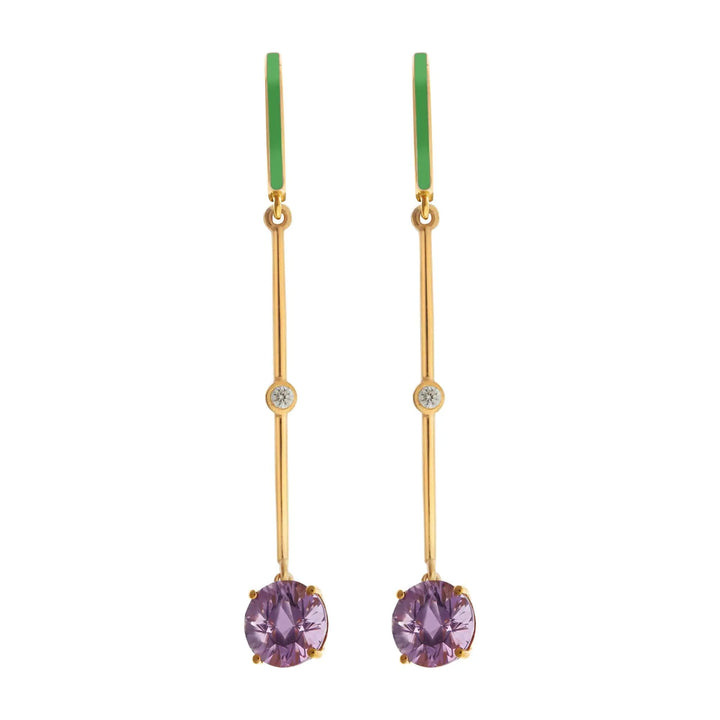 Enamel Purple Amethyst Long Hoops - Eye M Neon Rocks - Ileana Makri store