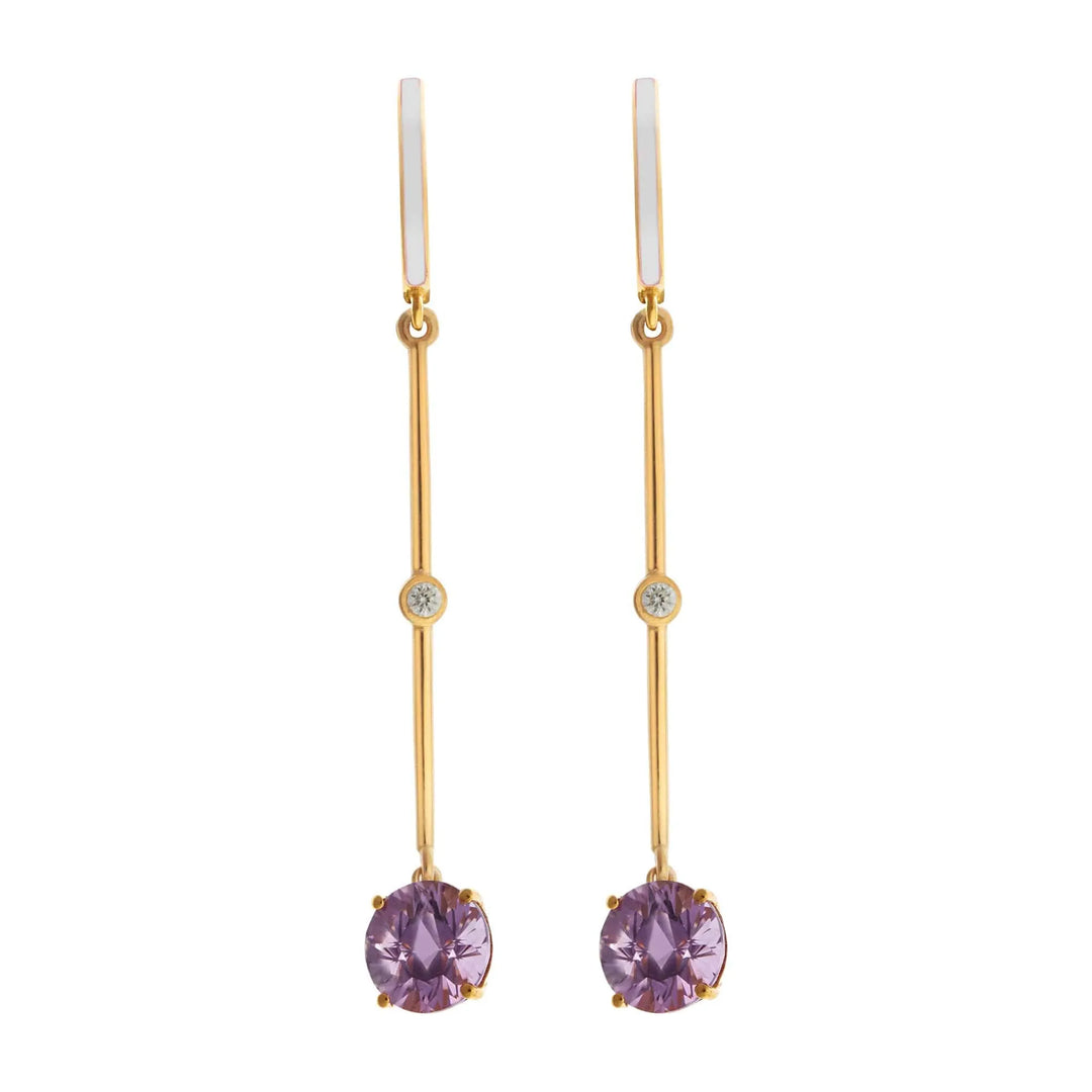 Enamel Purple Amethyst Long Hoops - Eye M Neon Rocks - Ileana Makri store