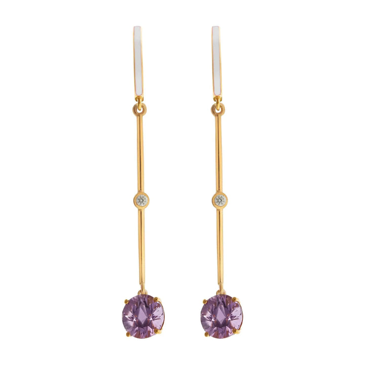 Enamel Purple Amethyst Long Hoops - Eye M Neon Rocks - Ileana Makri store