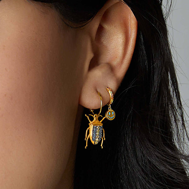 Enamel Rainbow Happy Mini Hoops - Eye M Neon Rocks - Ileana Makri
