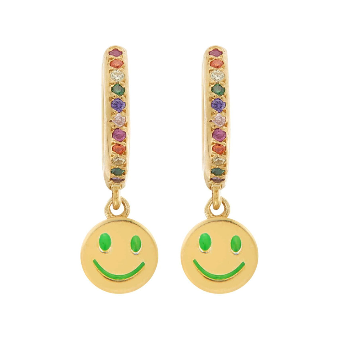 Enamel Rainbow Happy Mini Hoops - Eye M Neon Rocks - Ileana Makri