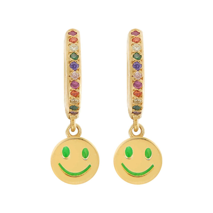 Enamel Rainbow Happy Mini Hoops - Eye M Neon Rocks - Ileana Makri