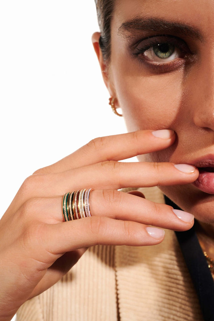 Enamel Thread Band Y - D - Red - Classic - Ileana Makri