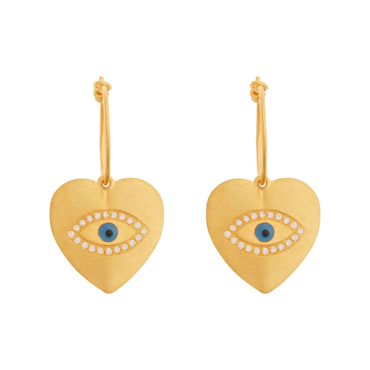 Eye Heart Crystal Slim Hoops - Eye M Hearts - Ileana Makri