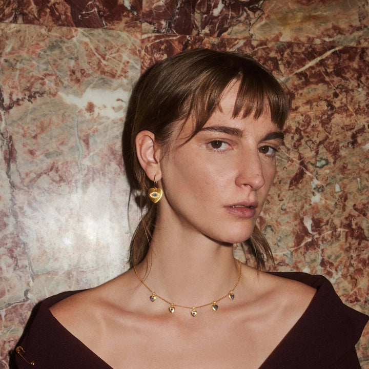 Eye Heart Crystal Slim Hoops - Eye M Hearts - Ileana Makri