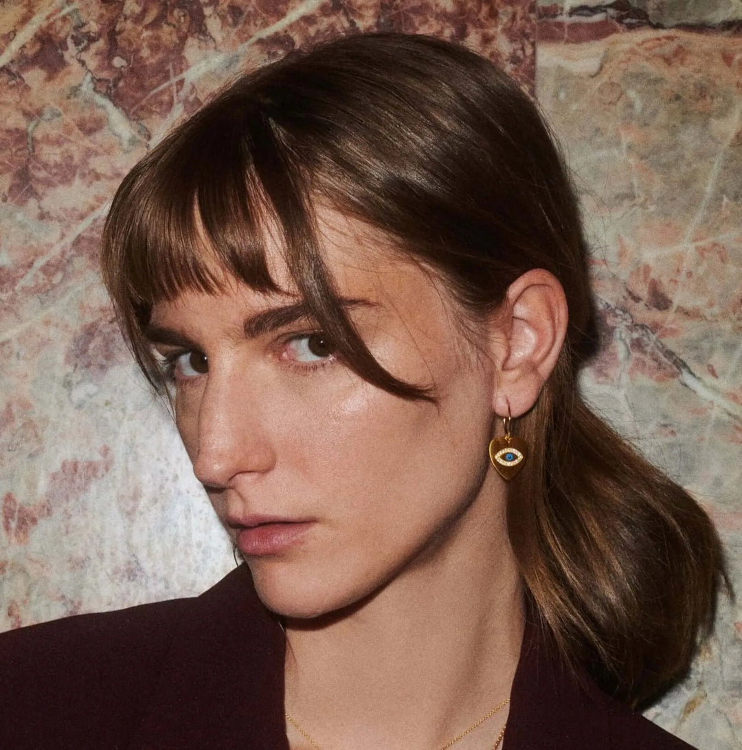 Eye Heart Crystal Slim Hoops - Eye M Hearts - Ileana Makri