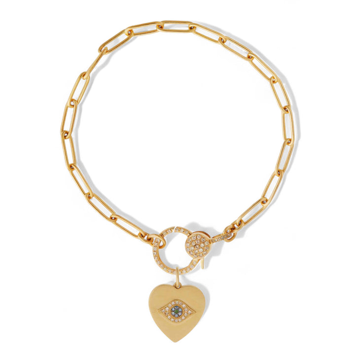 Eye Love Diamond Lock Widelink Chain Bracelet