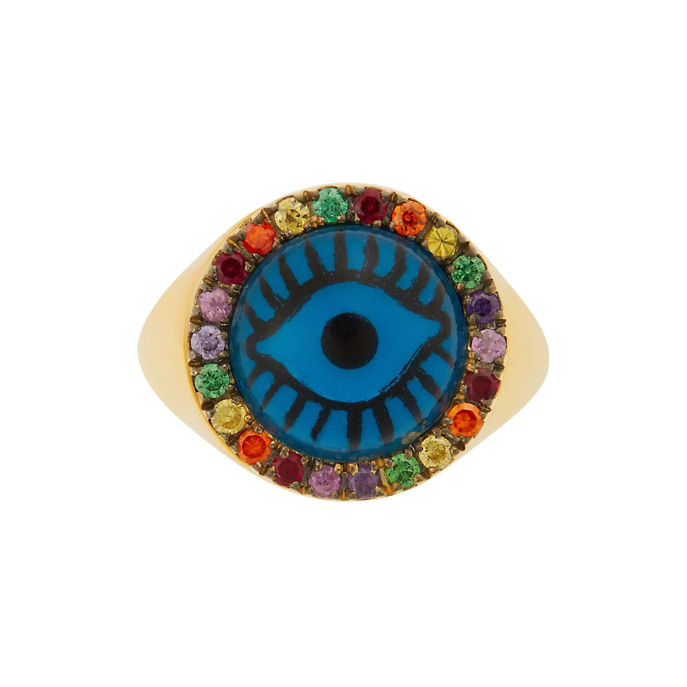 Rainbow Evil Eye Chevalier Ring - Eye M Eyes - Ileana Makri store