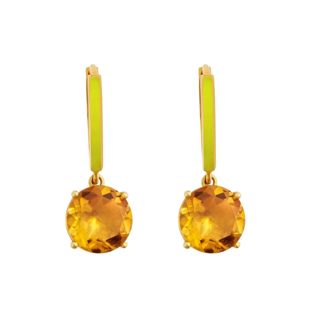 Enamel and Citrine Hoops - Eye M Neon Rocks - Ileana Makri store