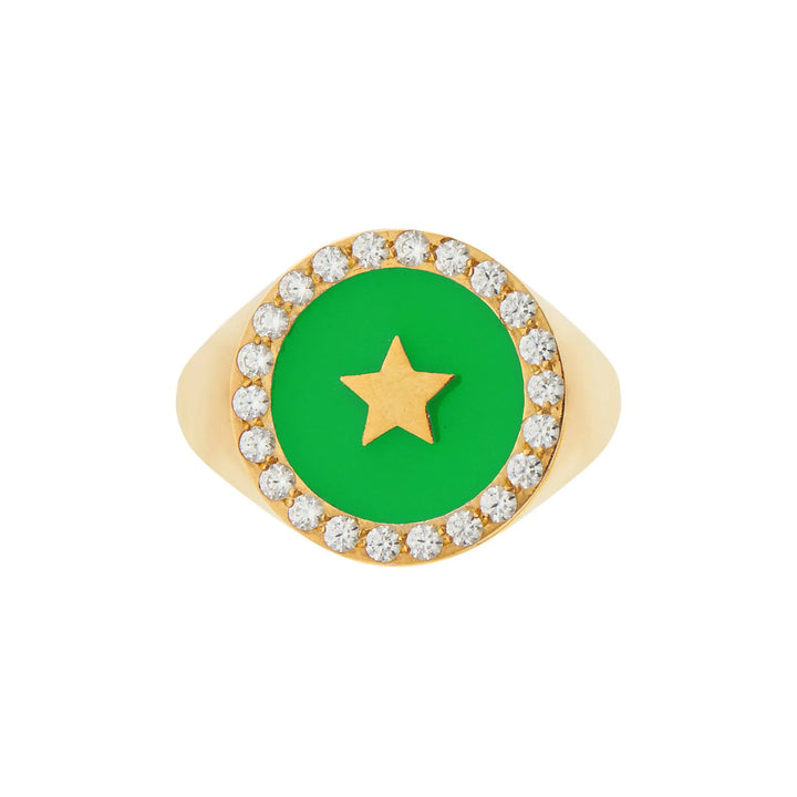 Star Enamel Crystal Chevalier Ring - Eye M Neon Rocks - Ileana Makri store