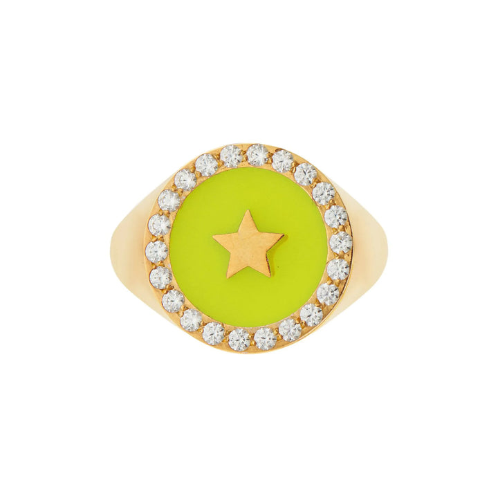 Star Enamel Crystal Chevalier Ring - Eye M Neon Rocks - Ileana Makri store