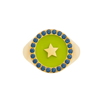 Star Enamel Chevalier Ring Yellow Blue - Eye M Neon Rocks - Ileana Makri store