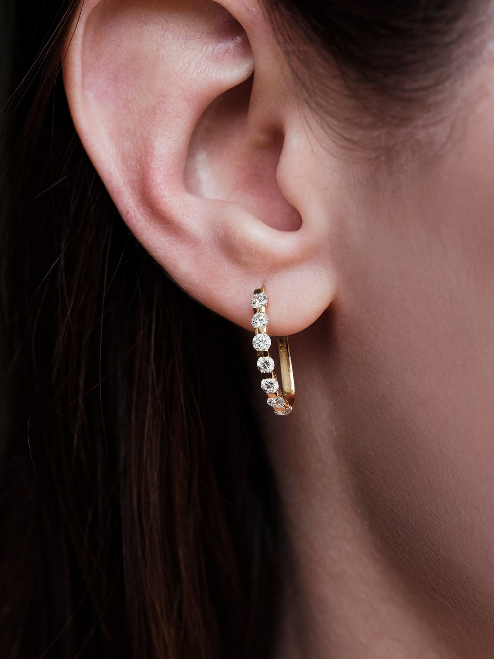 Floating Diamond Hoops - Classic - Ileana Makri