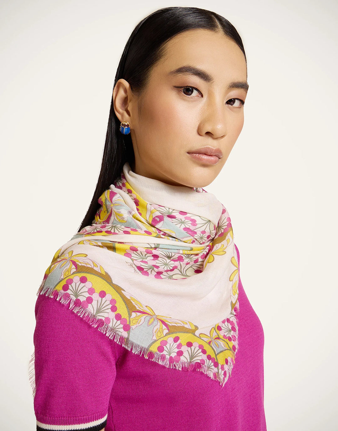 Florette Placée Fuchsia Scarf - La Double J Accessories - Ileana Makri