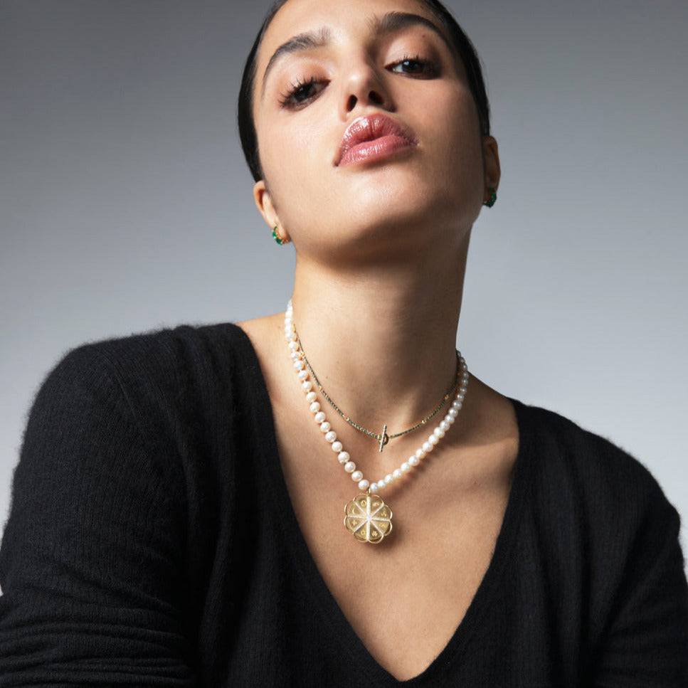 Flower of Fortune Pearl Necklace (44cm) - Globetrotter - Ileana Makri