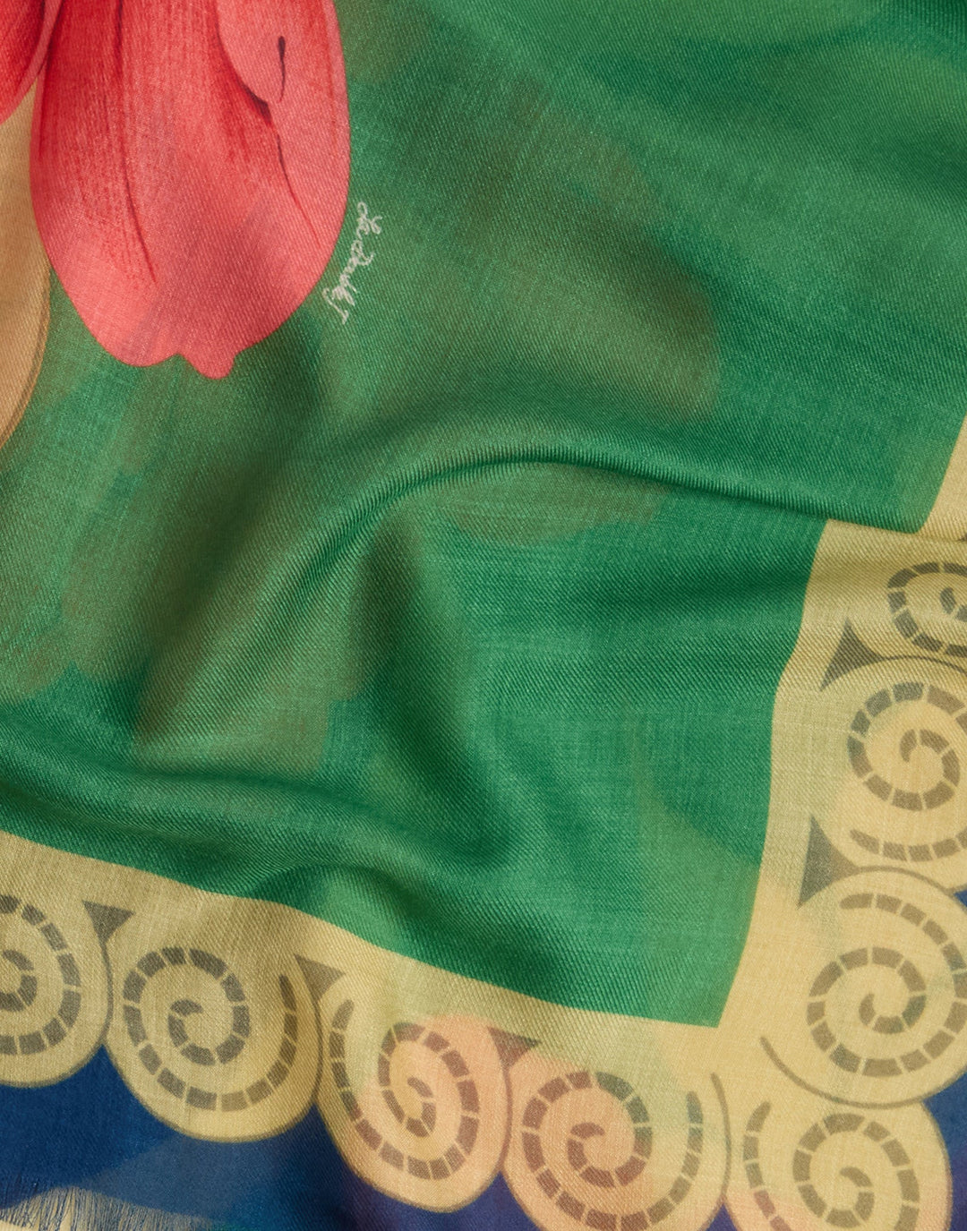 Foulard 140 Queen Peony Placée Blue - La Double J Accessories - Ileana Makri