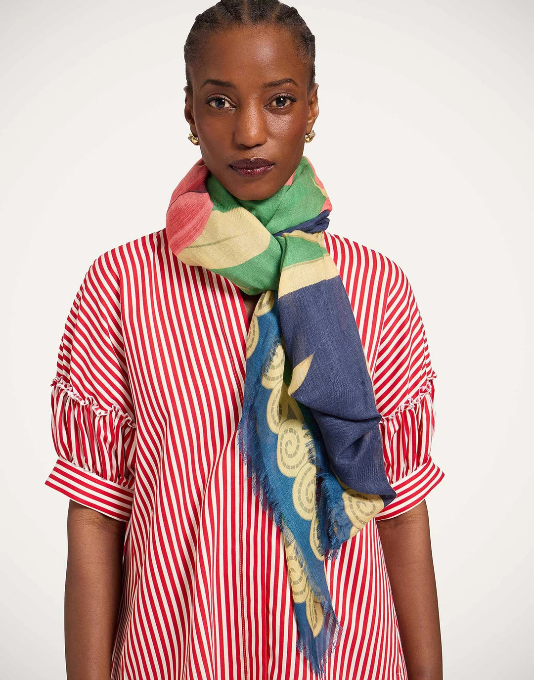 Foulard 140 Queen Peony Placée Blue - La Double J Accessories - Ileana Makri
