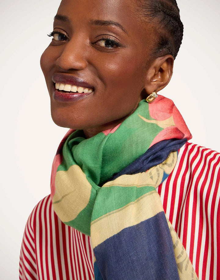 Foulard 140 Queen Peony Placée Blue - La Double J Accessories - Ileana Makri