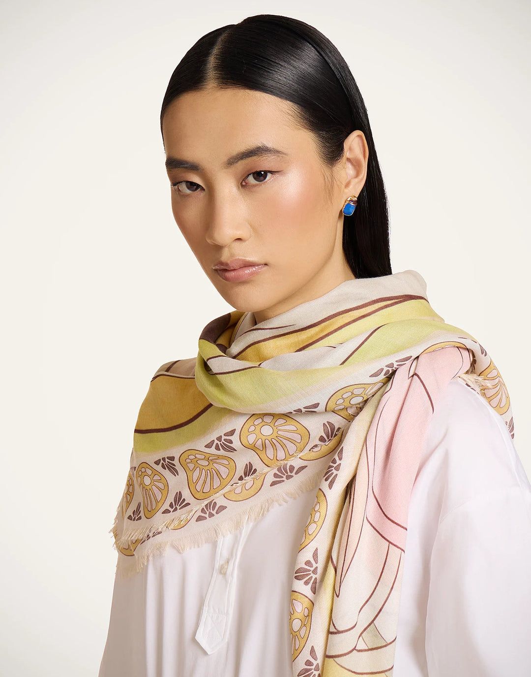 Foulard 140 Tulip Placée Pale Pink - La Double J Accessories - Ileana Makri