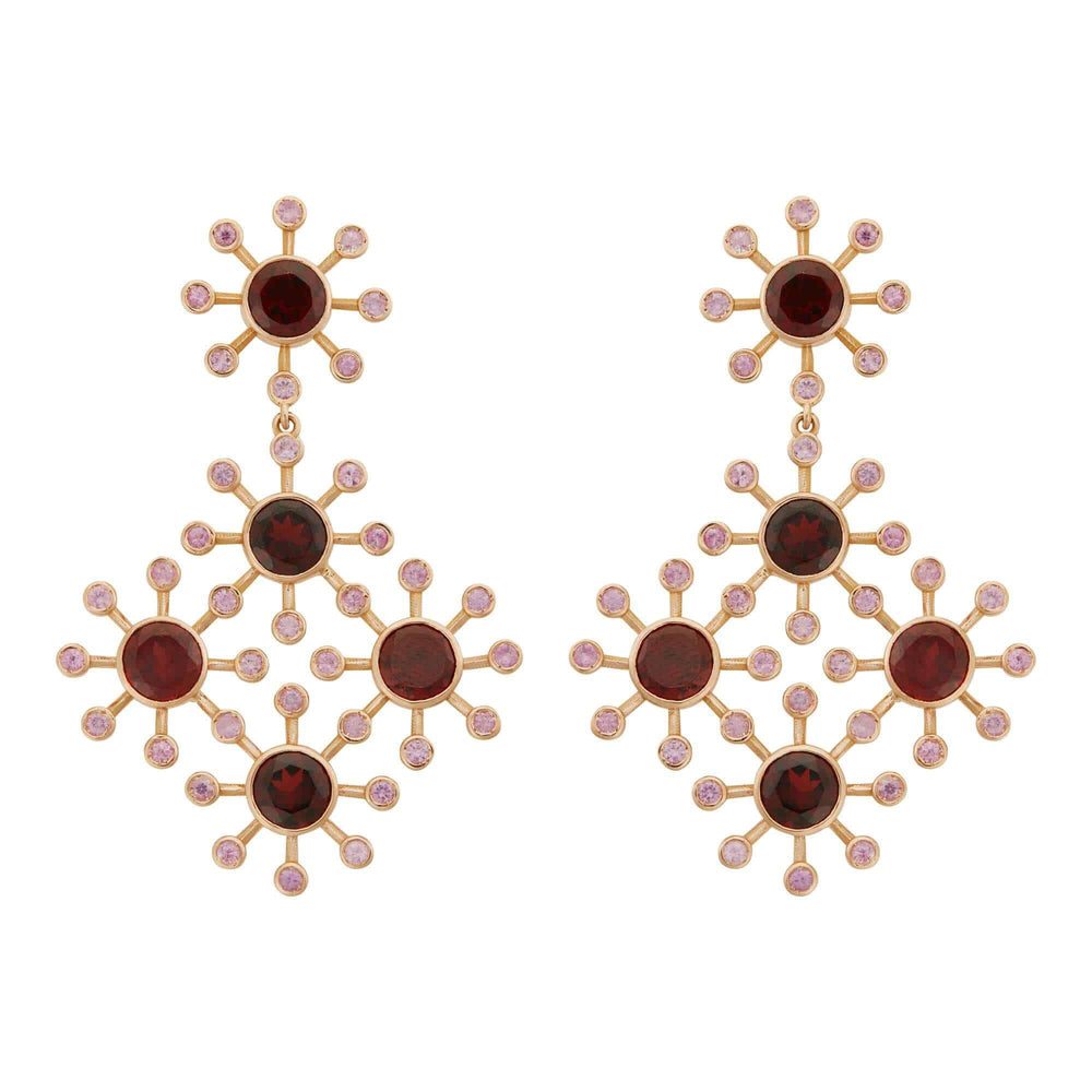 Garnet Blossom Earrings - Florescence - Ileana Makri store