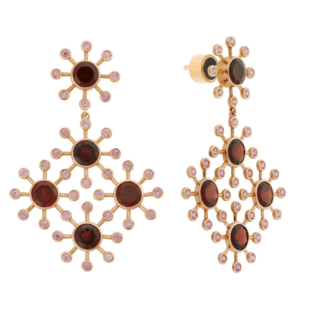 Garnet Blossom Earrings - Florescence - Ileana Makri store