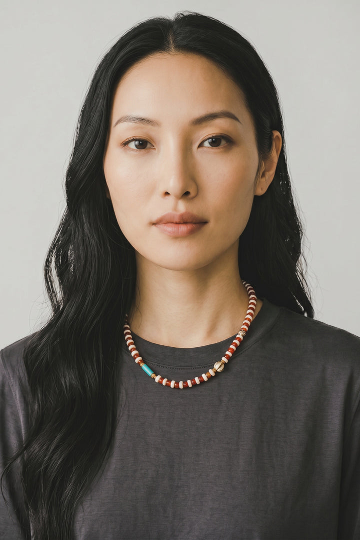 Brown Agate Stripe Necklace 164 (40cm)