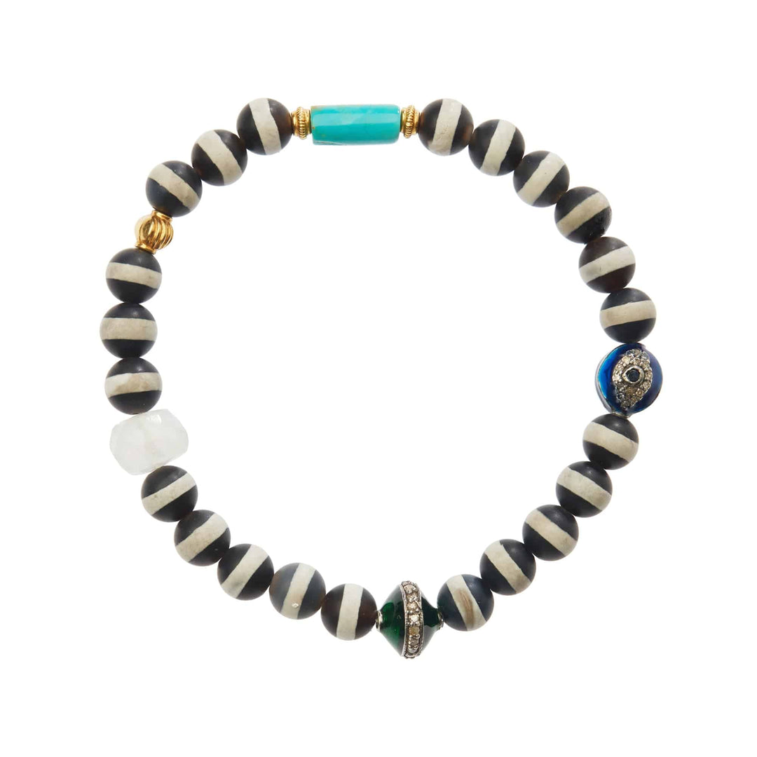 Black Agate Stripe Bracelet 13 - Globetrotter - Ileana Makri store