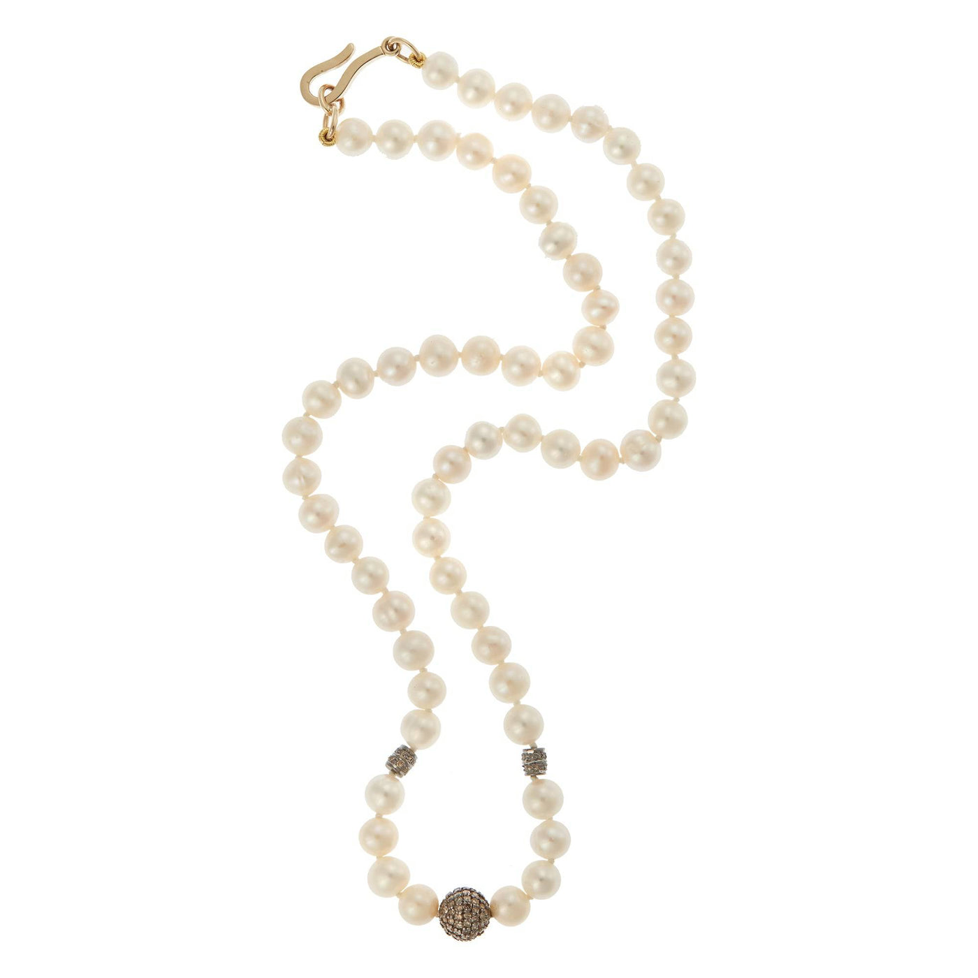 3 Bead Diamond Ball & Pearl Necklace | Ileana Makri