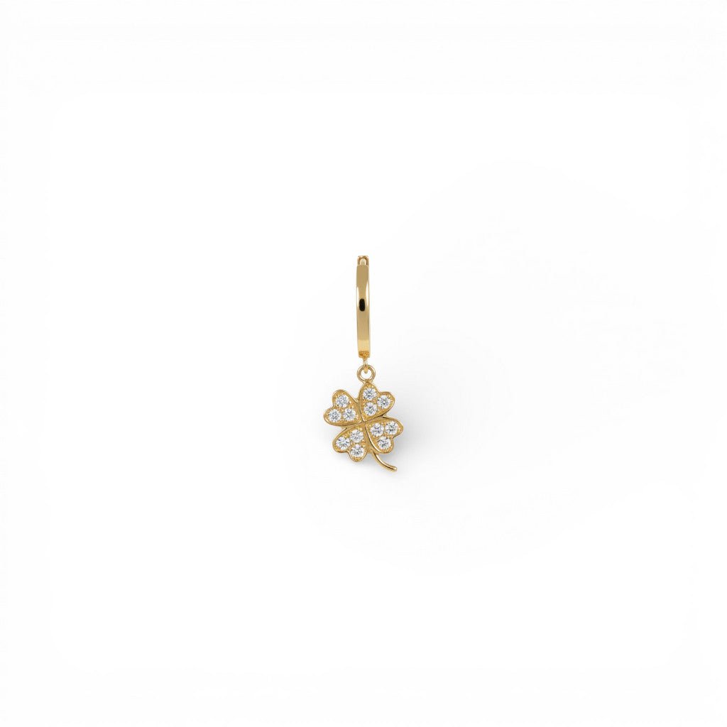Gold Hoop & Diamond Clover - And Paris - Ileana Makri
