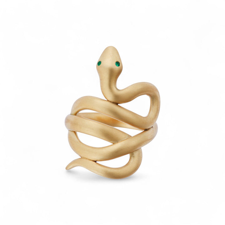 Gold Satin Coiled Snake Ring - SNAKES - Ileana Makri