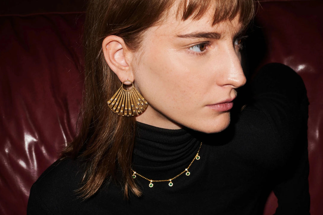 Green Agate Sun Necklace - Eye M UFO - Ileana Makri