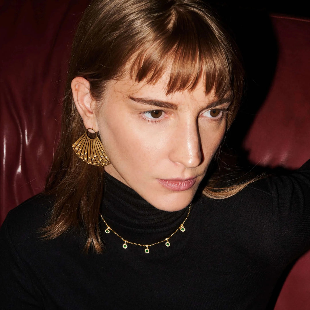 Green Agate Sun Necklace - Eye M UFO - Ileana Makri