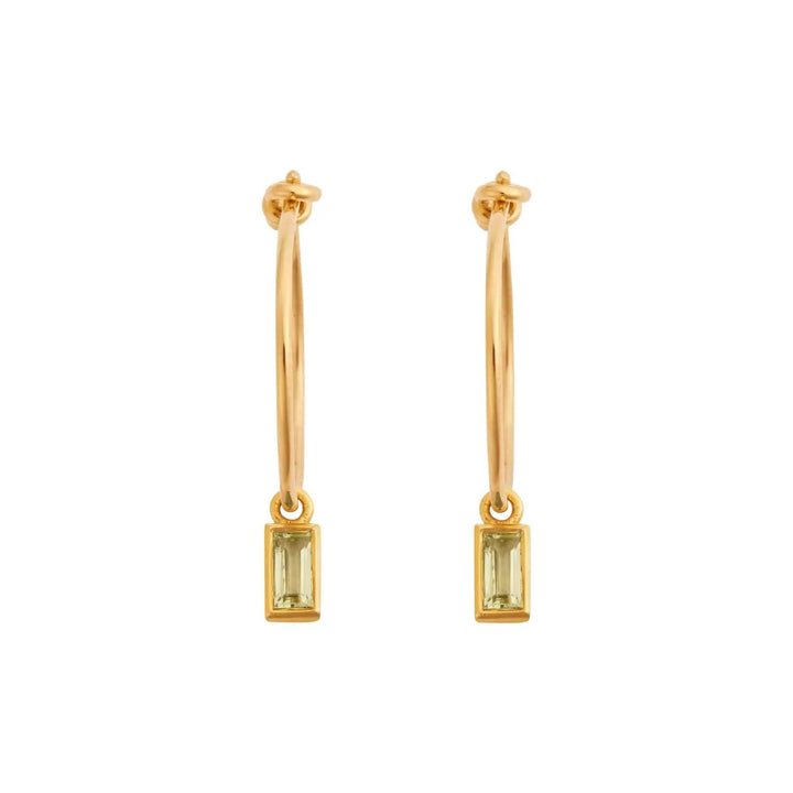 Green Baguette Sapphire Hoops - Eye M Neon Rocks - Ileana Makri