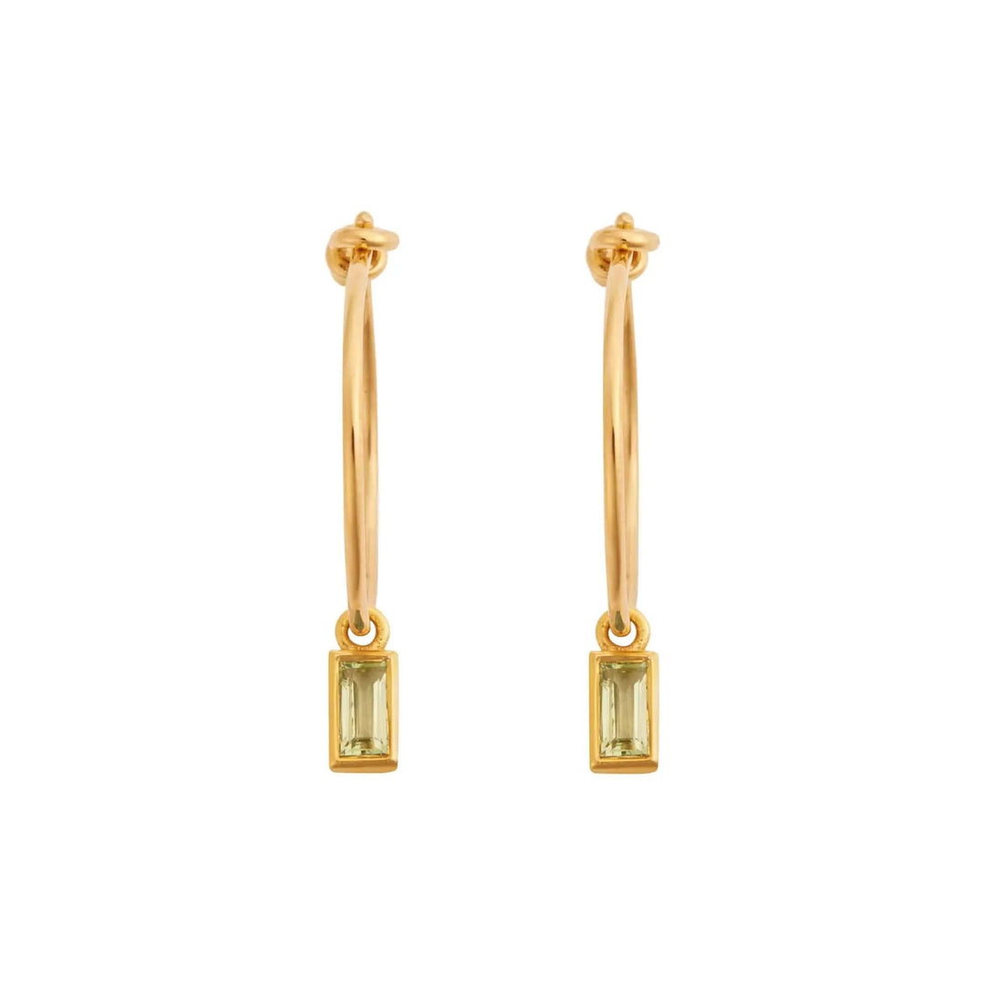 Green Baguette Sapphire Hoops - Eye M Neon Rocks - Ileana Makri