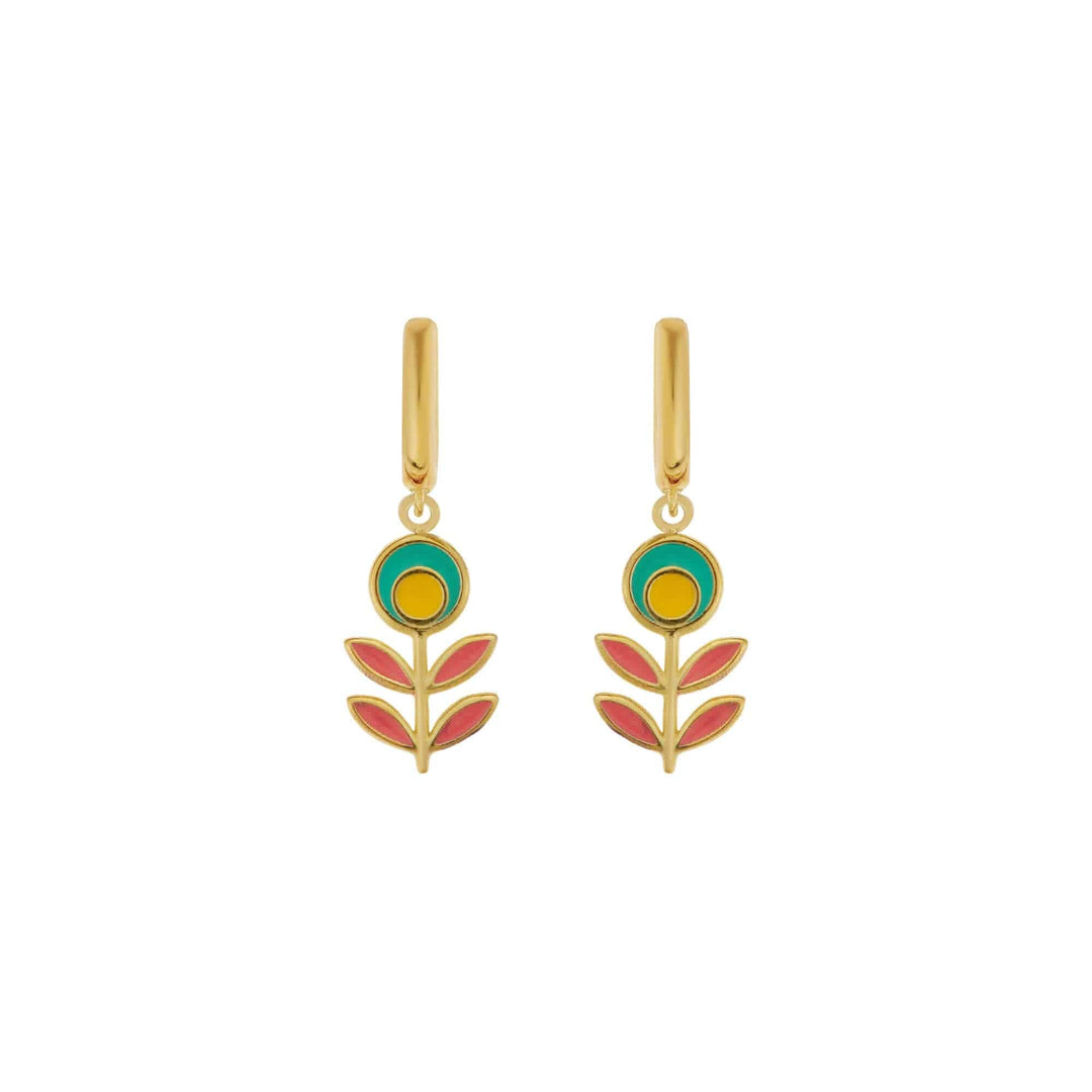 Green Candy Flower Midi Hoop Earrings - Eye M Flower Power - Ileana Makri