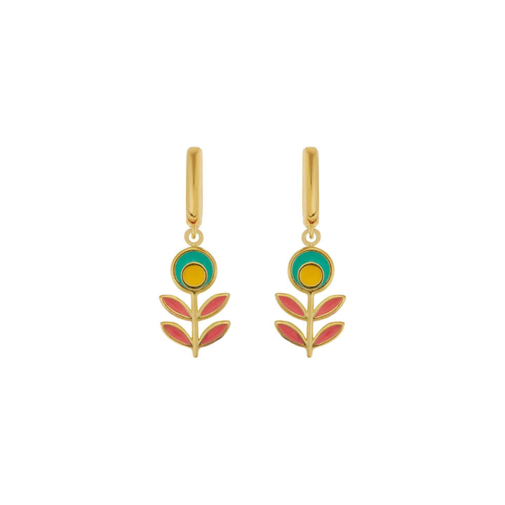 Green Candy Flower Midi Hoop Earrings - Eye M Flower Power - Ileana Makri