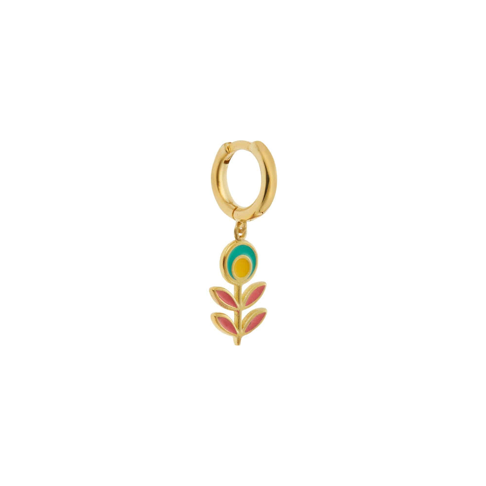 Green Candy Flower Midi Hoop Earrings - Eye M Flower Power - Ileana Makri