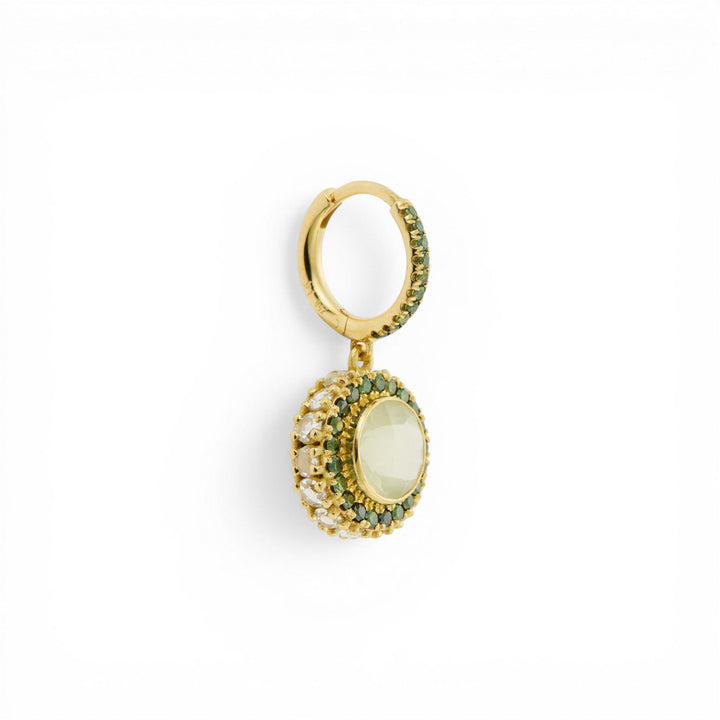 Green Diamond Halo Moonstone Earrings - One of a Kind - Ileana Makri