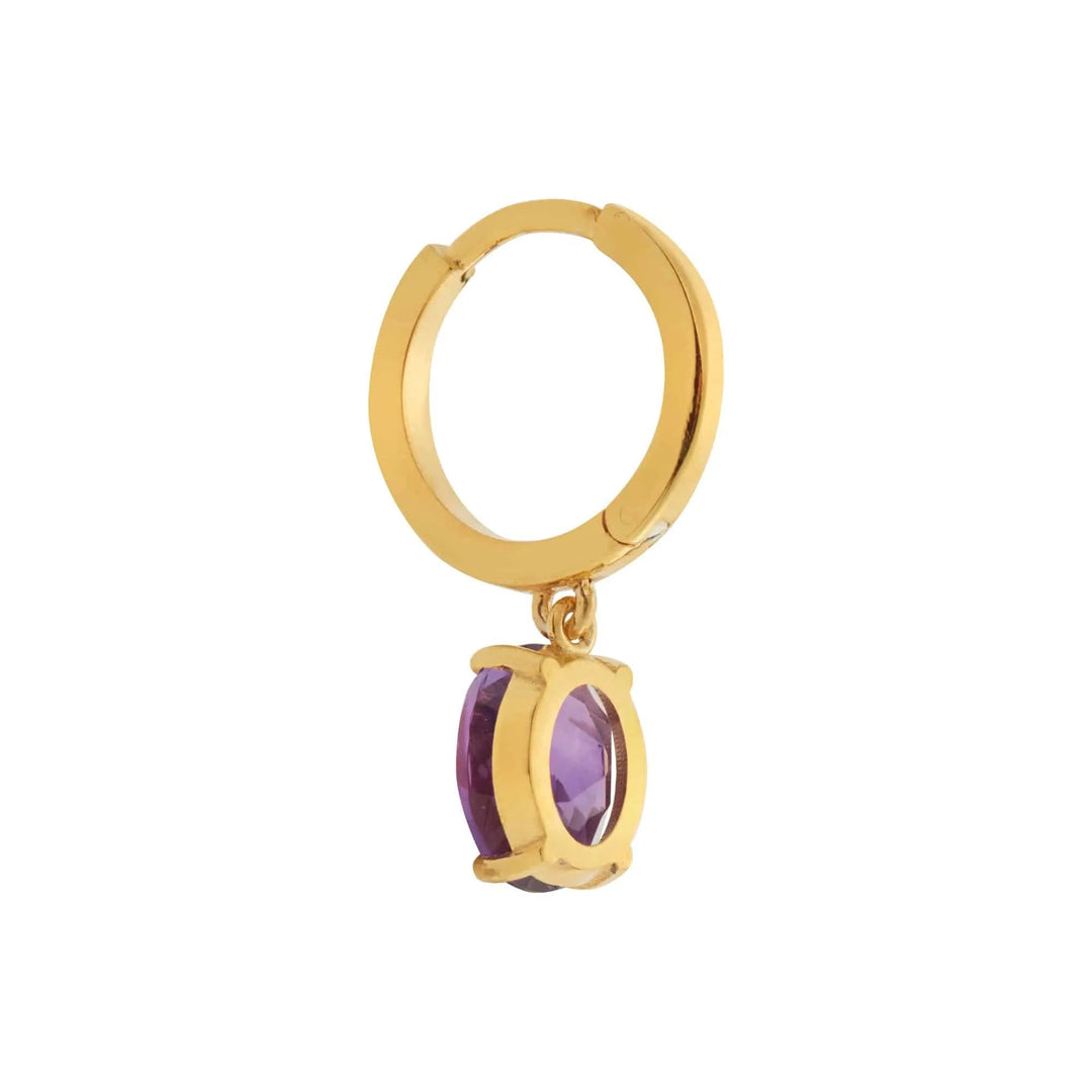 Green Enamel & Amethyst Hoops - Eye M Neon Rocks - Ileana Makri