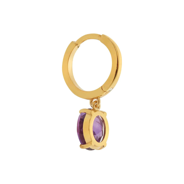 Green Enamel & Amethyst Hoops - Eye M Neon Rocks - Ileana Makri