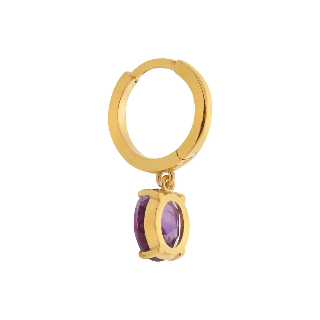 Green Enamel & Amethyst Hoops - Eye M Neon Rocks - Ileana Makri store