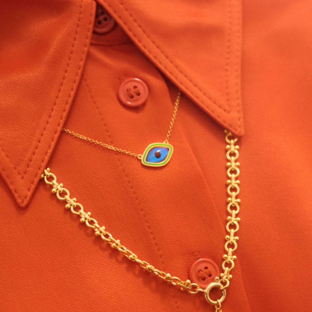 Green Oval Eye Necklace - Eye M Eyes - Ileana Makri