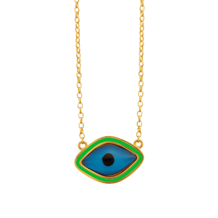 Green Oval Eye Necklace - Eye M Eyes - Ileana Makri