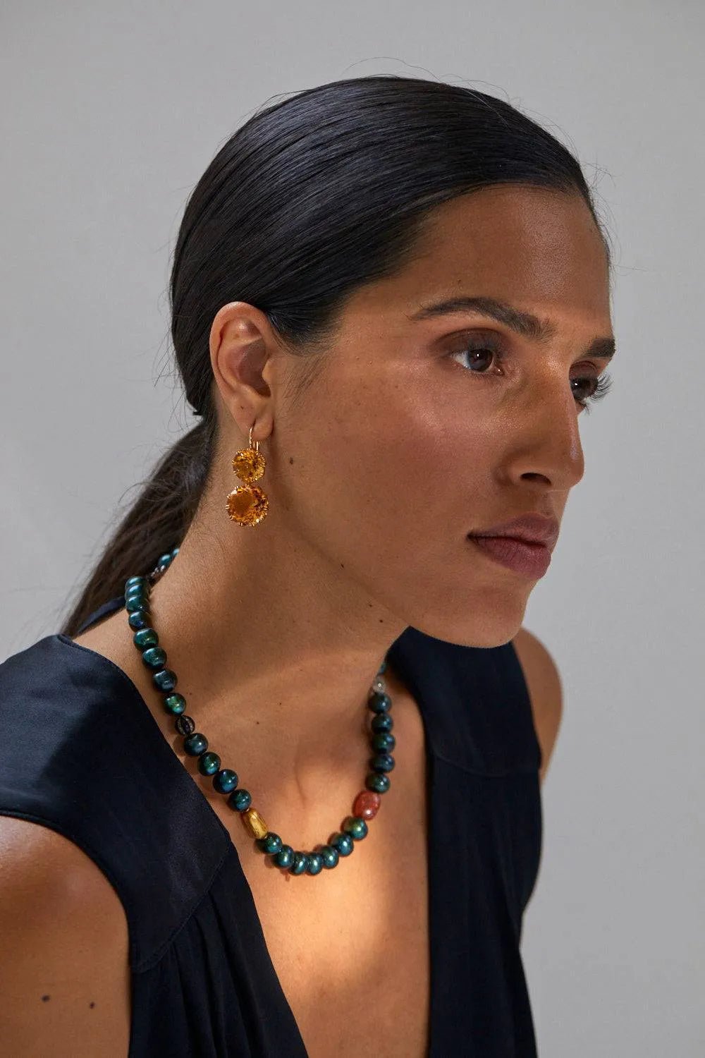 Green Pearl Beaded Necklace 73 (45cm) - Globetrotter - Ileana Makri