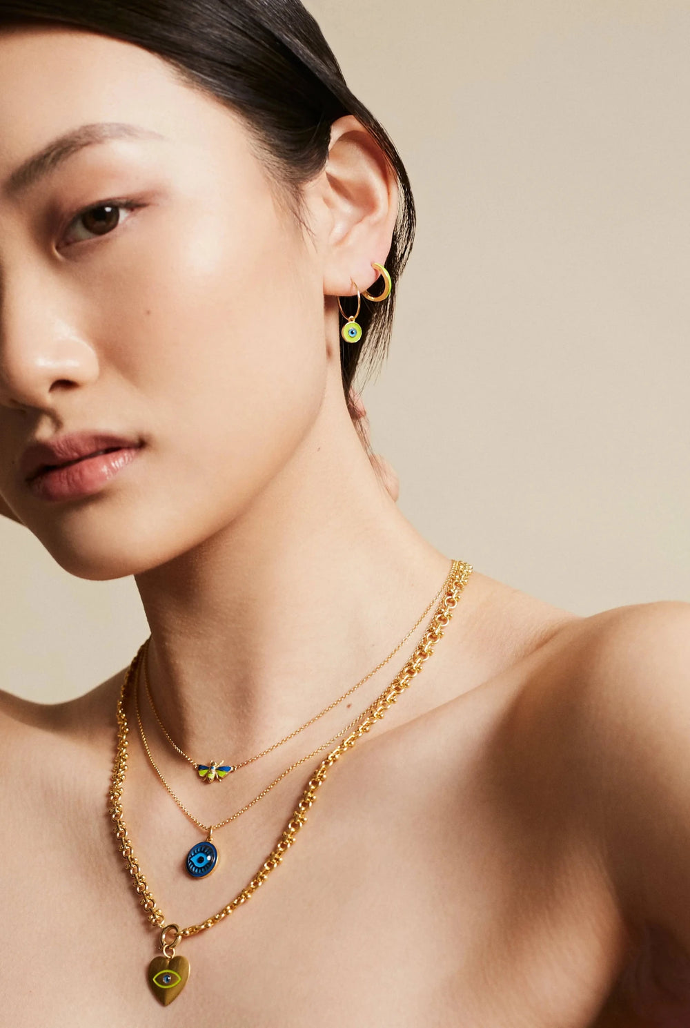 Green & Pink Bee Necklace - Eye M Jungle - Ileana Makri